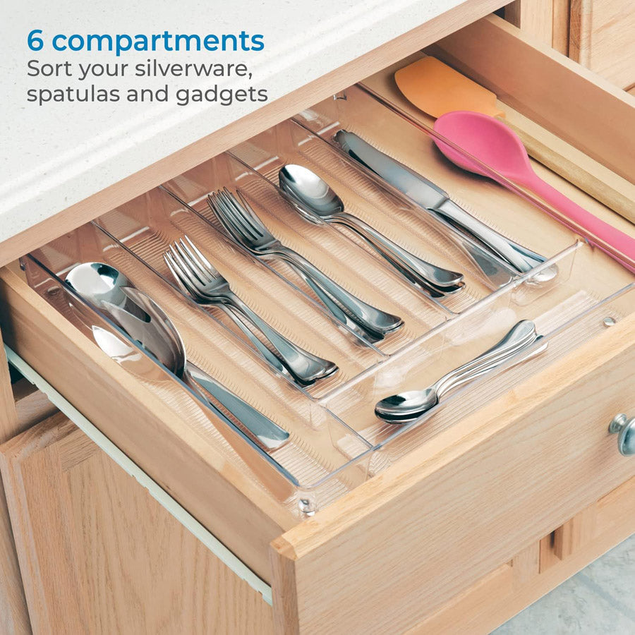 Large Clear Plastic Cutlery Storage Tray